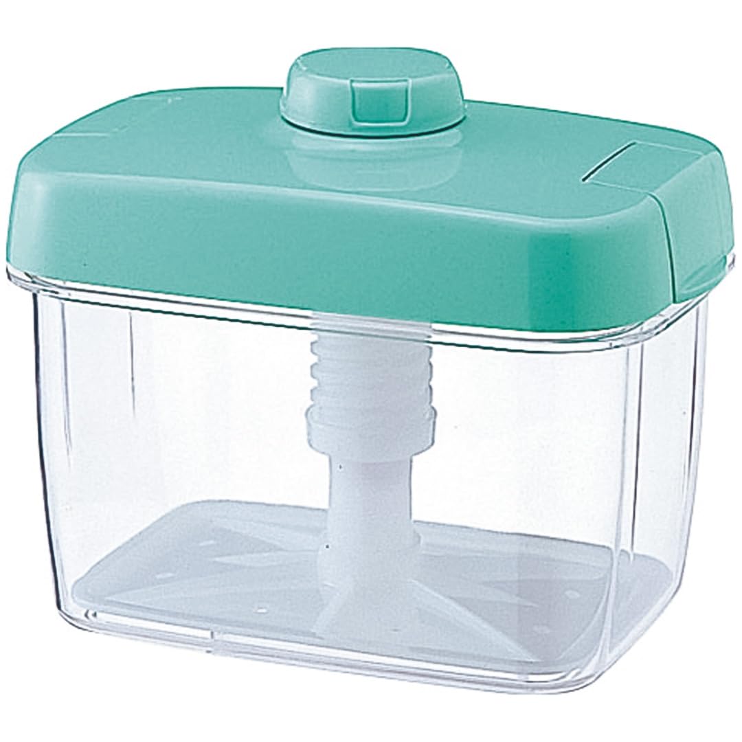 Instant Pickle Maker Vegetable Press Tsukemono Container Rectangle Made in Japan BPA Free (Green 2.2L)