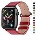 Fullmosa Leather Bands Compatible with Apple Watch Band 49mm 46mm 45mm 44mm 42mm for Men Women, Top Grain Genuine Leather Strap for iWatch Ultra 2/Ultra/10/9/8/7/6/5/4/3/2/1/SE2/SE, Red/Smoky Grey