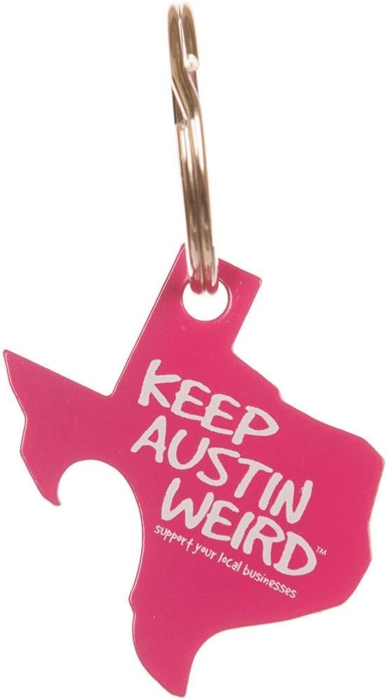 University Co-op Keep Austin Weird Bottle Opener Key Chain By Outhouse Designs (Pink)