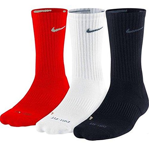 Nike Cotton Cushion Crew Socks - X-Large (Men's Size 12-15) - Red White/White/Black Flint (Pack of 3)