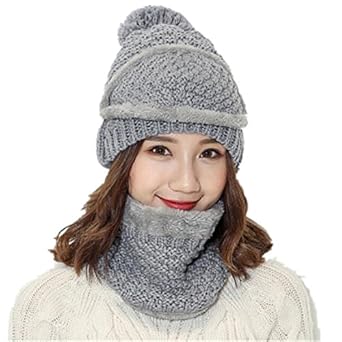 Amazon Mノーブランド品 ニット帽子 ネックウォーマー 2点セット 裏