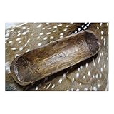 Carved Wooden Bowl Primitive Wood Trencher Tray Rustic Home Decor Guaranteed Quality
