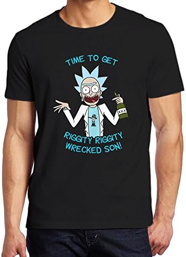 Time To Get Riggity Riggity Wrecked Son Rick And Morty Black Tshirt For Man Size 2XL