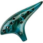 DHwebWLP Strawfire 12 Hole Ocarina Instrument,Alto C Ceramic Ocarina With Song Book Strap for Beginner (Blue)
