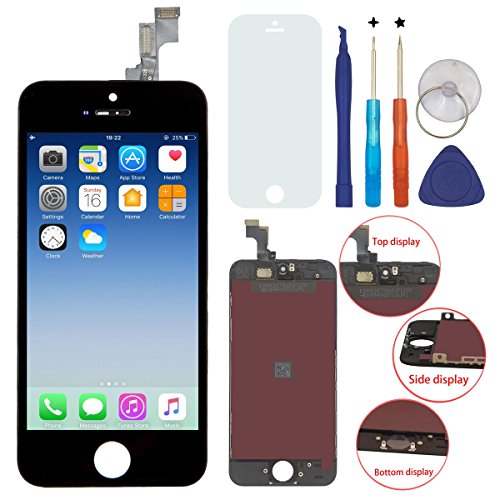 KAICEN Touch Screen Replacement LCD Display Digitizer Frame Assembly Full Set with Tools and Professional Glass Screen Protector For iPhone 5s Black 4.0 inches KAICEN Touch Screen Replacement LCD Display Digitizer Frame Assembly Full Set with Tools and Professional Glass Screen Protector For iPhone 5s Black 4.0 inches