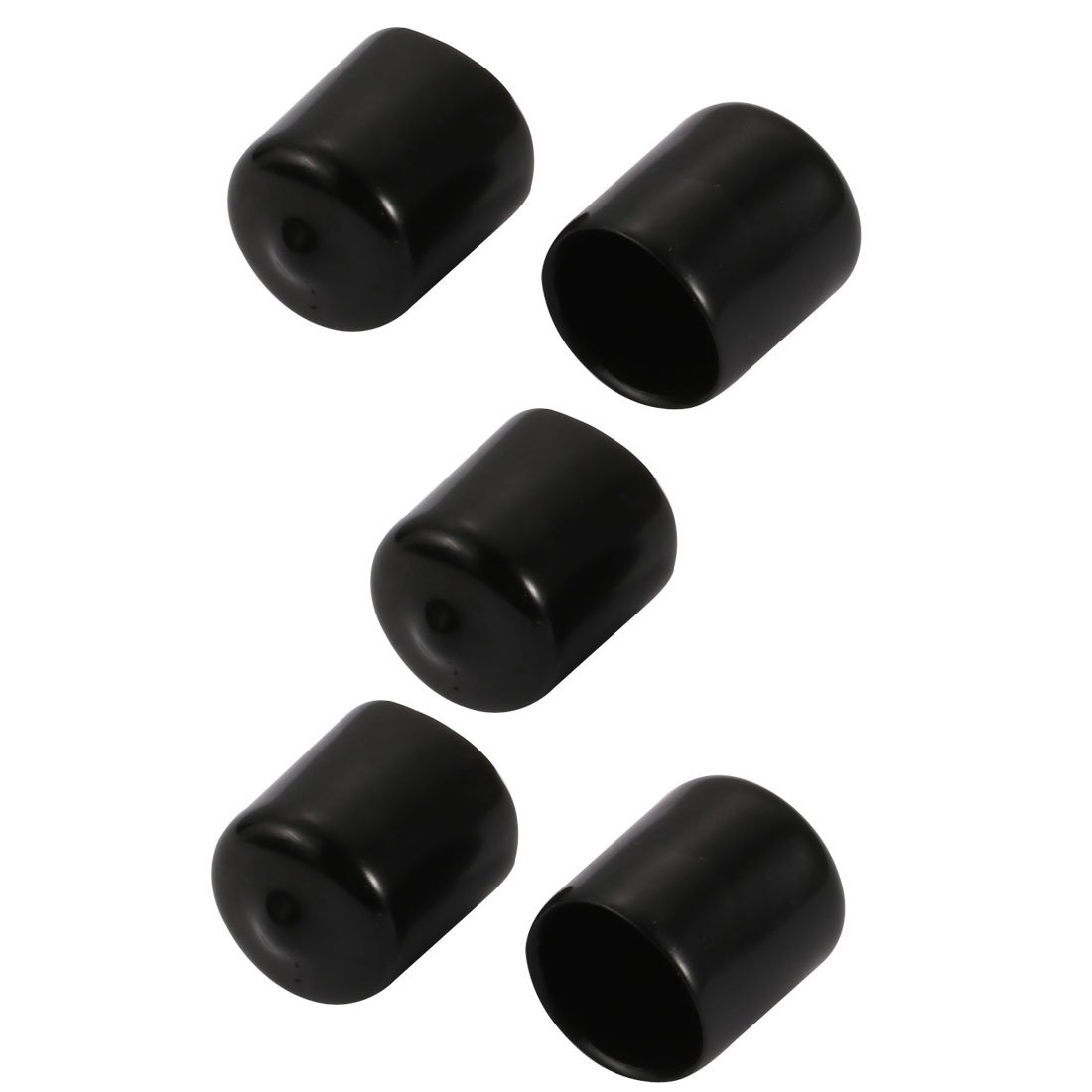 sourcingmap 5Pcs 16mm Inner Dia PVC Flexible Vinyl End Cap Screw Thread Protector Cover Black