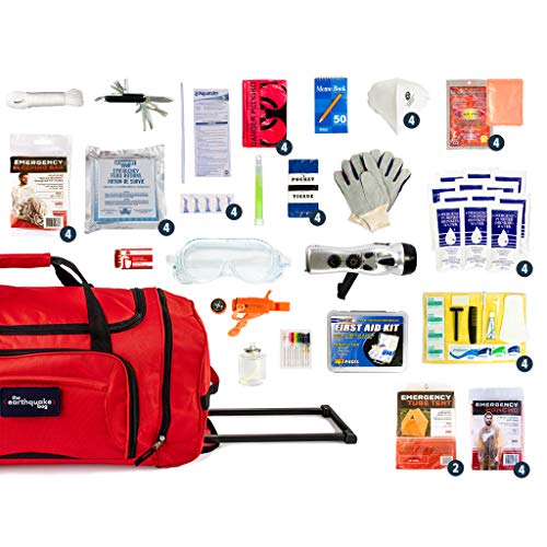 Complete Earthquake Bag - Emergency kit for Earthquakes, Hurricanes, Wildfires, Floods + Other disasters (4 Person, 3 Days)