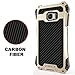 G-WACK Premium Carbon Fiber Aluminum Protective Metal Case Cover Extreme Shockproof Military Bumper Shell Case For Samsung Galaxy S7 Edge (Gold/Black)