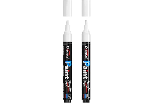 Overseas 2 Pack White Acrylic Paint Pens Permanent Markers, Medium Tip | Waterproof, Quick Dry, Great Coverage, Water Based A