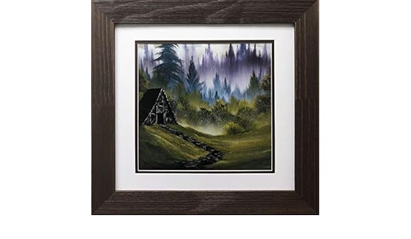 Amazon Com Bobross Cabin In The Woods Newly Custom Framed Art