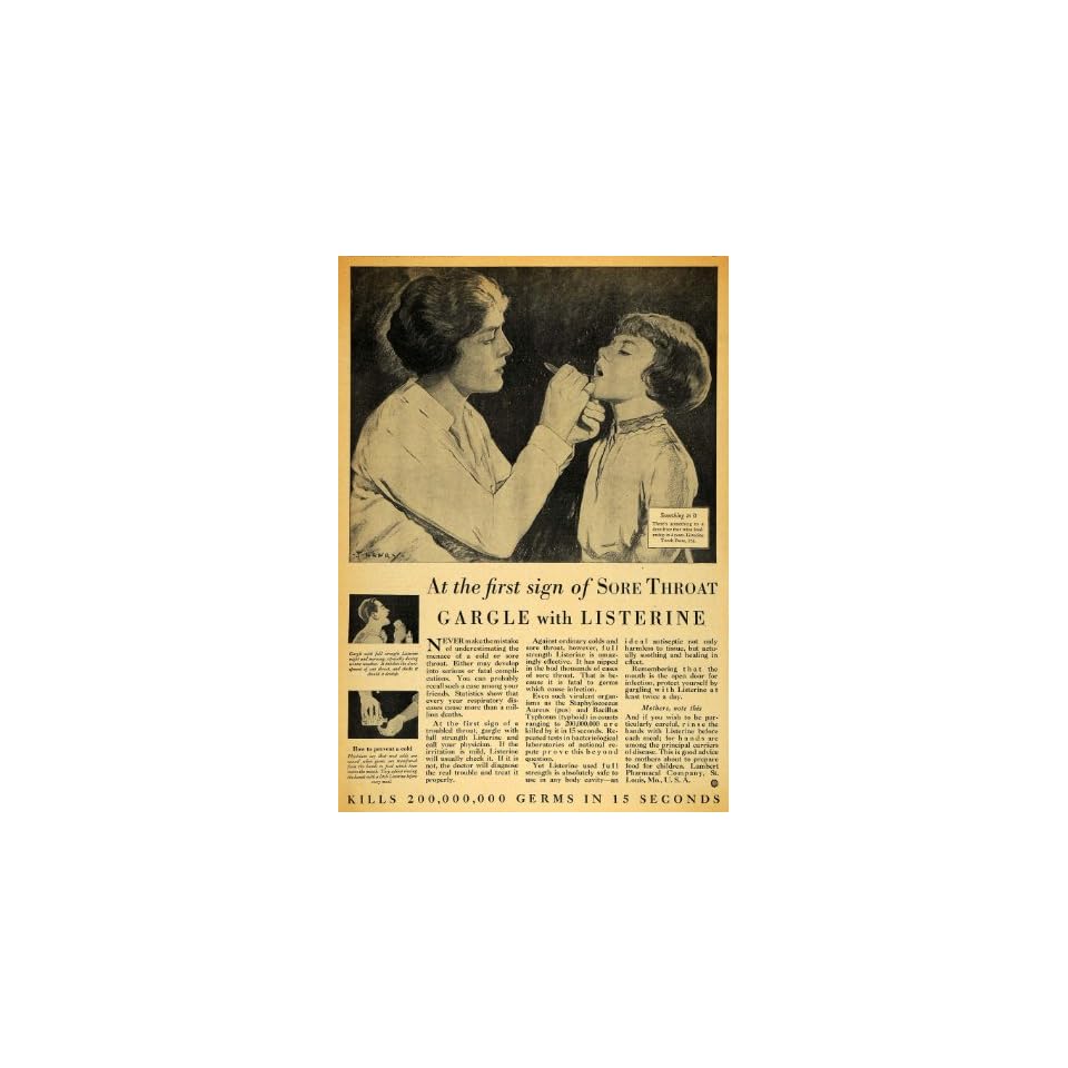 1929 Ad Sore Throat Gargle Listerine Antiseptic Henry Original Print Ad