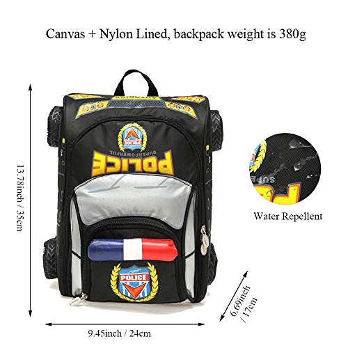 RUNALP 3D Police Car AUDI Q5 Style Backpack, Lightweight and Waterproof, Bag for Toddlers and Kids, Black