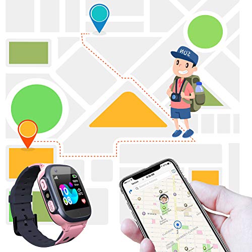 Jsbaby Kids smartwatch Phone Watches for Children with LBS Tracker sim Card Anti-Lost sos Call Boys and Girls Birthday Compatible Android iOS Touch Screen Voice Chat Remote Camera - Thumbnail 2
