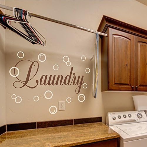 Vinyl Laundry Room Wall Quote Bubble Wall Decal Wall Sticker Wall Graphic Wall Mural Laundry Room Art Decoration D(bubbles:White;words:Brown)