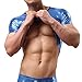 YiZYiF Sexy Men's Leather Look PVC Underwear Clubwear T-Shirt Xmas Dance Top Blue Large