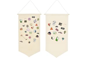 YeeMan Wall Hanging Brooch Jewelry Storage Case Canvas Display Stand Enamel Pin Display Banner Holder Earrings Necklace Glitter Pin Collection Organizer (Burlywood+Burlywood)
