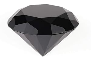 Zoogamo 3” / 80 mm Black Diamond Shaped Glass Crystal Paperweight – Home Office Decor & Wedding Favors Decoration with Gift Box
