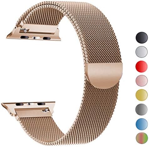 Seoaura Compatible Apple Watch Band 42mm 44mm, Stainless Steel Milanese Loop Replacement Strap with Magnetic Closure iWatch Series 4 3 2 1 Sport (Vintage Gold, 42mm/44mm)