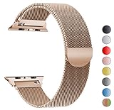 Seoaura Compatible Apple Watch Band 38mm 40mm, Stainless Steel Milanese Loop Replacement Strap with Magnetic Closure iWatch Series 4 3 2 1 Sports (Vintage Gold, 38mm/40mm)