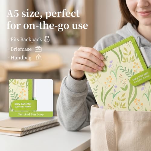 Mljtoyo 2026-2027 Academic Planner A5 Page A Day Planner Soft Cover Organizer Daily Planner July 2025 - June 2026, A5 Daily Planner with Pen, Stickers, Back Pocket, 3