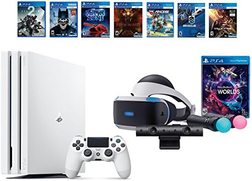 PlayStation VR Launch Bundle 8 Items:VR Launch Bundle,PlayStation 4 Pro 1TB Destiny 2 Bundle,6 VR Game Disc Until Dawn: Rush of Blood,EVE: Valkyrie, Battlezone,Batman: Arkham VR,DriveClub,Battlezone