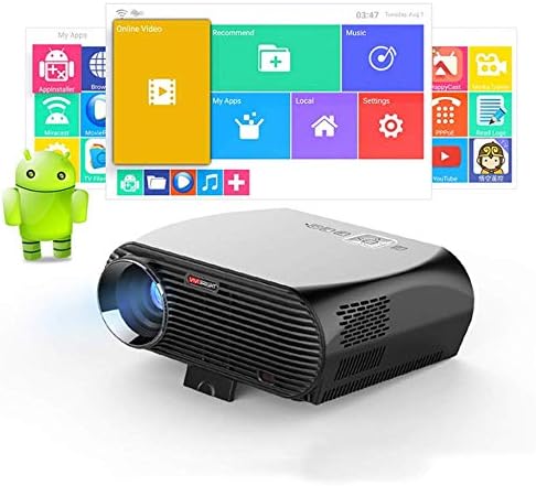 KAIDILA Projector, GP100 UP Video Projector 3200 Lumens Android 6.0.1 WIFI Bluetooth Home Theater Projector 1080p HD Movie Beamer GP100UP