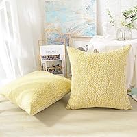 MERNETTE Pack of 2, Thick Chenille Decorative Square Throw Pillow Cover Cushion Covers Pillowcase, Home Decor Decorations for Sofa Couch Bed Chair 18x18 Inch/45x45 cm (Yellow)