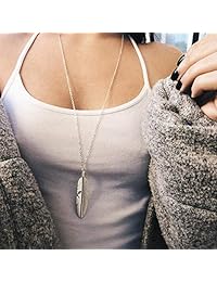 YANCHUN 4 Pieces Long Necklaces for Women Simple Bar Coin Disc Leaf Triangle Pendant Necklace Girls Jewelry Set