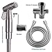 Zen Bidet Flow - Dual Function Soft and Jet Stainless Steel Hand Held Sprayer with a Hook Holder - Shattaf Toilet Attachment Handheld Cloth Diaper Spray Set 5 Foot Hose and T Valve
