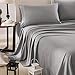 Honeymoon 1800 Brushed Microfiber Embroidered Bed Sheet Set, Ultra Soft, Queen - Gray