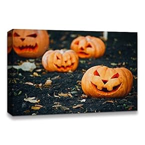 Halloween Pumpkin Lantern Painting Artwork for Home Framed