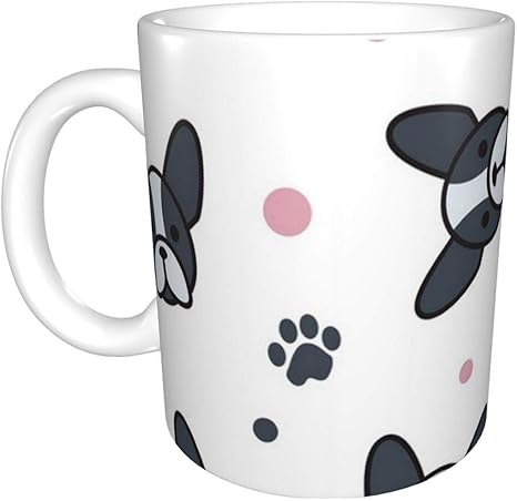 Amazon Co Jp 陶器 クラシック マグカップ 330ml ギフト コーヒー 容器 ハンドル付き フレンチ ブルドッグ 犬柄 カップ セラミックス お手作り 飲み物 オフィス 家庭用 プレゼント 直径8cm かわいい プリント ホーム キッチン
