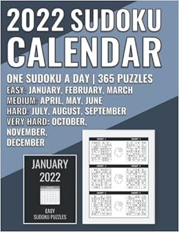 2022 sudoku calendar 2022 sudoku a day 365 puzzles easy medium hard very hard to enjoy daily sudoku puzzles from january to december sudoku masters york mike 9798768454166 amazon com books