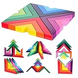 Lewo Wooden Rainbow Stacking Game Stacker Geometry