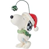 Enesco Peanuts by Jim Shore Snoopy with Mistletoe Miniature Figurine- Resin Hand Crafted Painted Collectible Mini Figurines Peanuts Snoopy Christmas Home Decor Shelf Statue, 4.72 Inch, Multicolor
