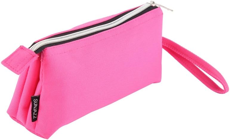 Vradn Solid Color Pencil Case Student Pen Pouch Hot Pink