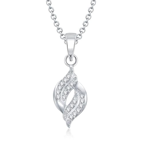 Cubic Zirconia Pendant for Women (Silver) (vkp1065r)