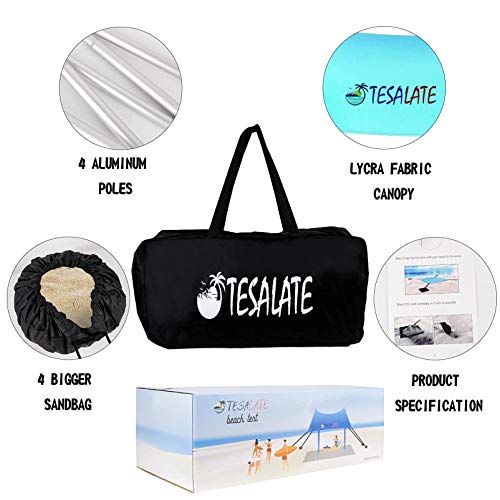 TESALATE 10×10 ft Family Pop Up Beach Shade Canopy Tent Sun Shelter