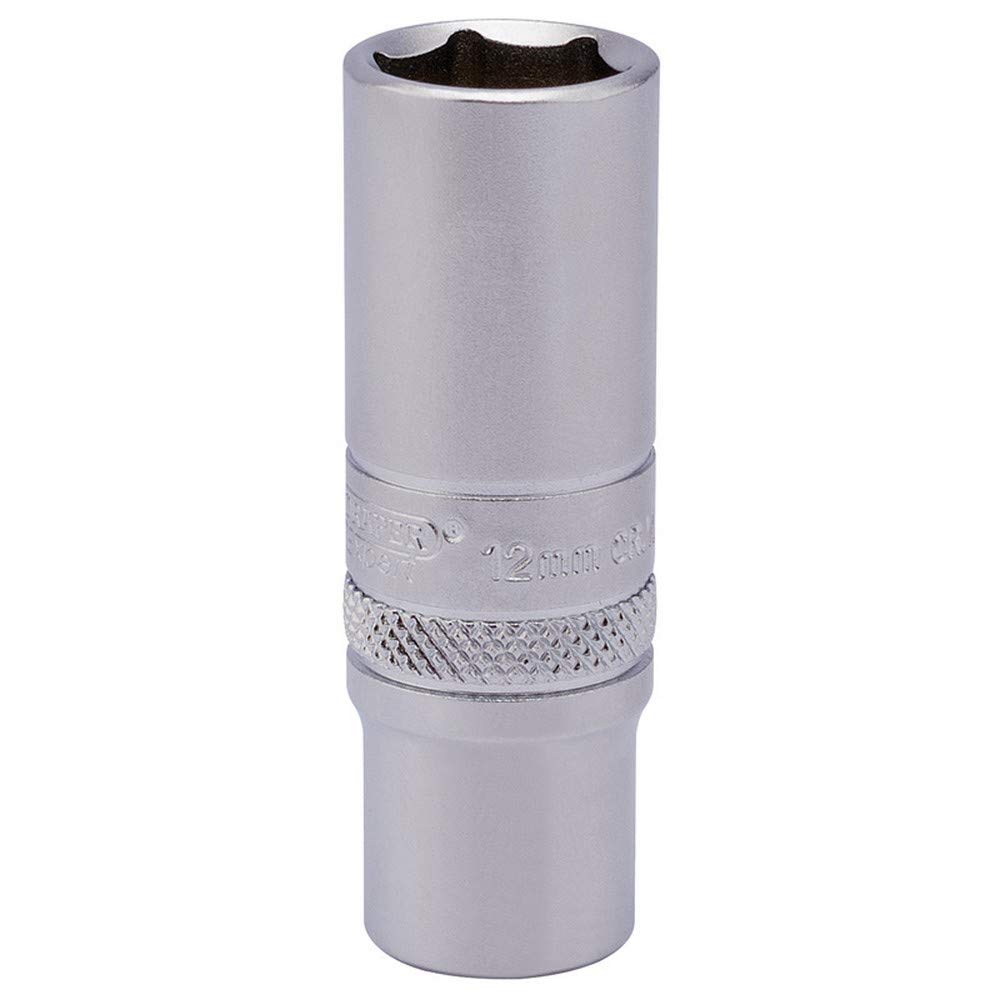 Draper 82142 1/4 Inch Square Drive 6 Point Metric Deep Socket, 12mm