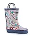 Oakiwear Girls Rubber Rain Boots w/ Easy-On Handles - Pink Owls