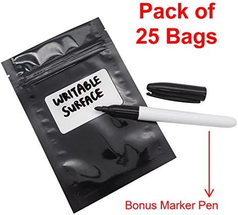 Squad Goods Smell Proof Zipper Bag - 25 Pieces with Bonus Marker Pen
