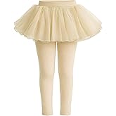 Tutu Skirt Leggings for Girls Toddler Leggings with 3-Layer Tulle Skirt Attached Soft Kids Princess Pants 2-8 Years