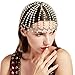 BABEYOND 1920s Crystal Cap Headpiece Rhinestone Head Chain Roaring 20s Great Gatsby Hair Accessories for Art Deco Party (Silver Pearl)