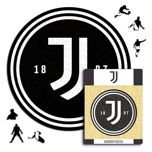 Iconic Puzzles, Juventus, Logo, 100% eco-sustainable wooden puzzle with official license,Size M, 270 Pcs