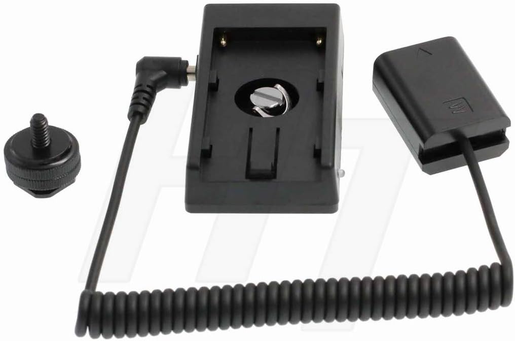 HangTon NP-F970 770 Battery Mount Plate DC Barrel Coiled NP-FW50 Adapter Cable for Sony Alpha NEX Series A7 A6300 A6500 Cameras