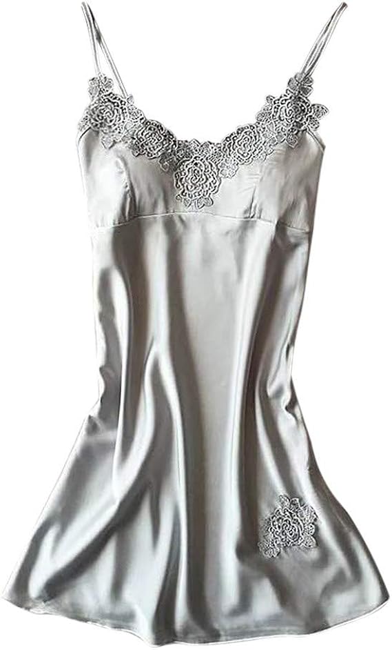 Camicia Da Notte Donna Corta In Nylon - Lingerie Scollo A V, Spalline Regolabili, Con Perizoma, Babydoll Sexy