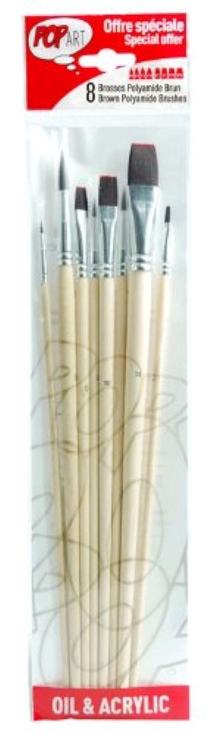 Pebeo Wallet of 8-Brushes, Brown