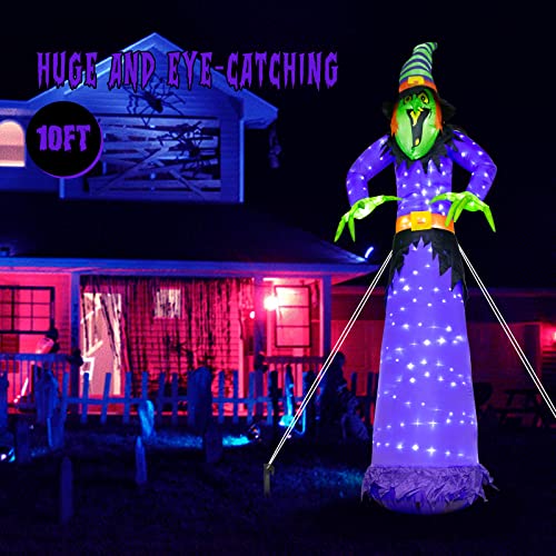 EAMBRITE 10 FT Halloween Inflatable Witch with 248LED Cool White Lights