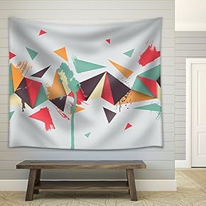 Vector - Vector Background. Illustration of Abstract Texture with Triangles - Fabric Wall Tapestry Home Decor - 51x60 inches