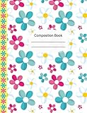 Colorful Pink Blue Daisies Composition Notebook Wide Ruled Paper: 130 Lined Pages 7.44 x 9.69 Book, Writing Journal, School Teacher, Students by SLO Treasures
